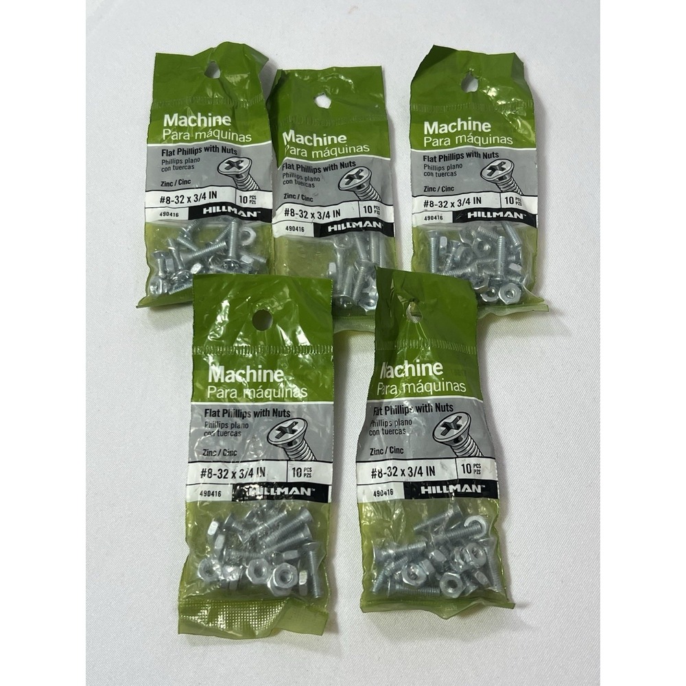 (5-Pk) Hillman Phillips Machine Screws Stainless Steel #8-32 X 3/4 In 490416‎